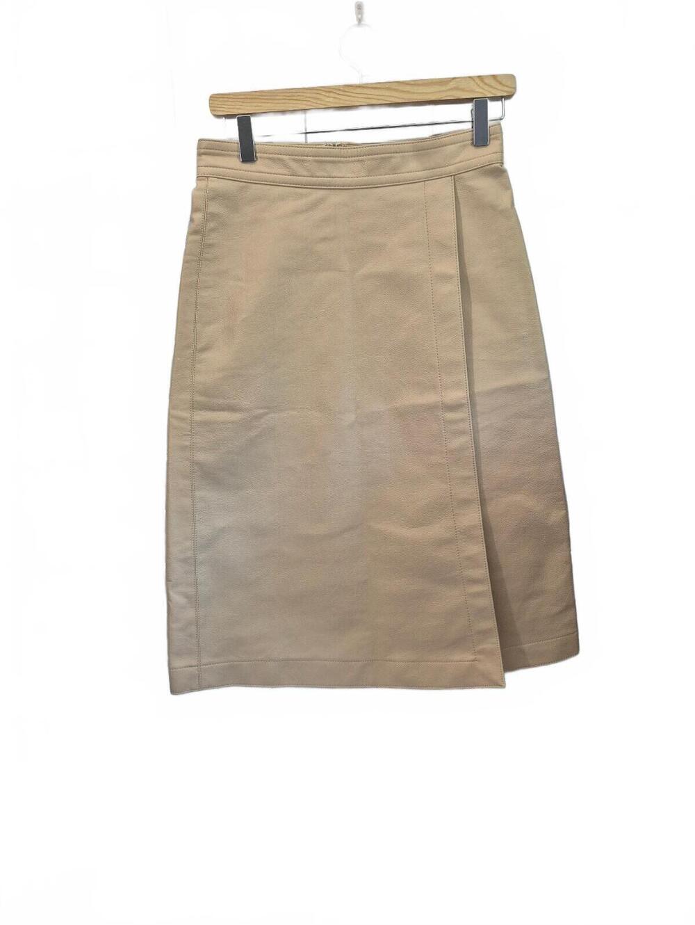 Ann Taylor Women’s Petite 2p Beige Faux Leather Wrap Midi Skirt